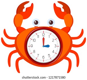 A modern clock crab template illustration