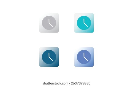 Modern Clock Icon Set. This modern clock icon set features four stylish variations, each embracing a distinct gradient background and minimalist clock design.