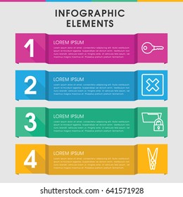 Modern close infographic template. infographic design with close icons includes cloth pin, cancel, key. can be used for presentation, diagram, annual report, web design.