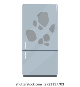 Refrigerador cerrado moderno con la textura de piedra que refleja la luz, aparato de cocina aislado en el fondo blanco