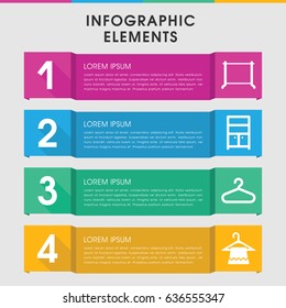 Modern closet infographic template. infographic design with closet icons includes hanger. can be used for presentation, diagram, annual report, web design.