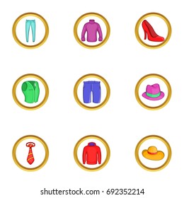 Modern clothes icon set. Cartoon set of 9 modern clothes vector icons for web isolated on white background