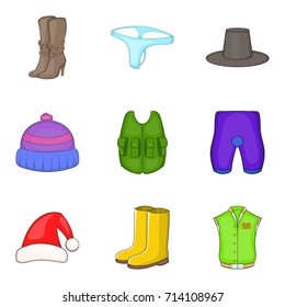 Modern clothes icon set. Cartoon set of 9 modern clothes vector icons for web design isolated on white background