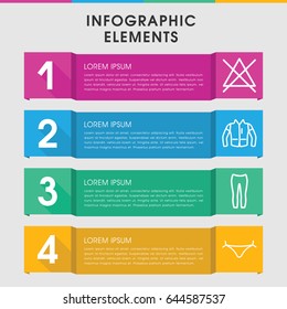 Modern clothes infographic template. infographic design with clothes icons includes panties with heart. can be used for presentation, diagram, annual report, web design.