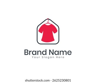 Modern clothhing shop logo design with shirt hanger and trendy typography