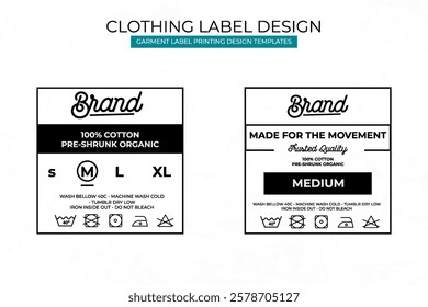 Modern Clothing Label Design Template Featuring Care Instructions