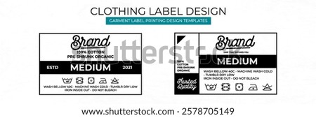 Modern Clothing Label Design Template Featuring Care Instructions