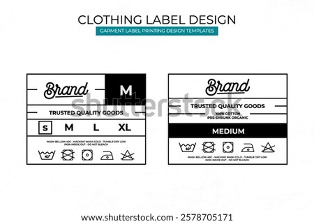 Modern Clothing Label Design Template Featuring Care Instructions