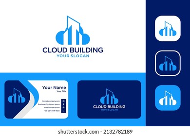 modern cloud building logo design and business card