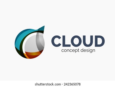 Modern cloud company logo design, made of overlapping wavy shapes