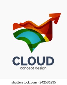 Diseño del logotipo de una empresa en la nube moderna, hecho de formas onduladas superpuestas