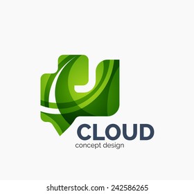 Modern cloud company logo design, made of overlapping wavy shapes