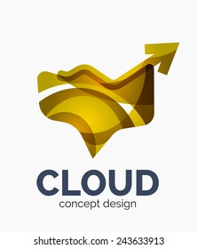 Modern cloud company logo design, made of overlapping wavy shapes