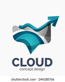 Diseño del logotipo de una empresa en la nube moderna, hecho de formas onduladas superpuestas