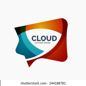 Diseño del logotipo de una empresa en la nube moderna, hecho de formas onduladas superpuestas