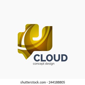 Modern cloud company logo design, made of overlapping wavy shapes