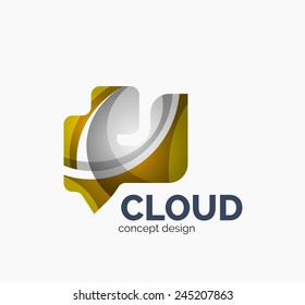 Modern cloud company logo design, made of overlapping wavy shapes