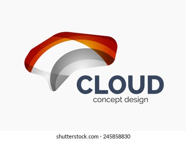 Modern cloud company logo design, made of overlapping wavy shapes
