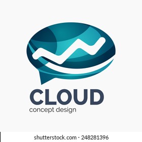 Modern cloud company logo design, made of overlapping wavy shapes
