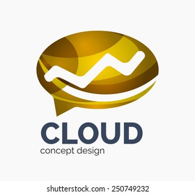 Diseño del logotipo de una empresa en la nube moderna, hecho de formas onduladas superpuestas