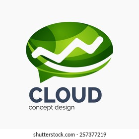 Diseño del logotipo de una empresa en la nube moderna, hecho de formas onduladas superpuestas