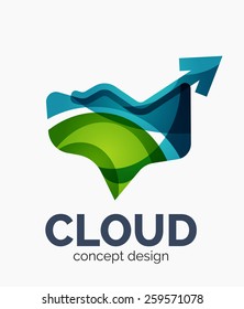 Diseño del logotipo de una empresa en la nube moderna, hecho de formas onduladas superpuestas