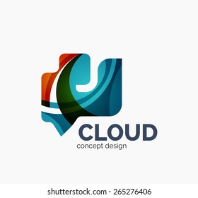 Modern cloud company logo design, made of overlapping wavy shapes