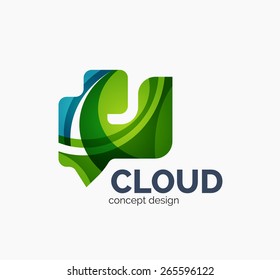 Diseño del logotipo de una empresa en la nube moderna, hecho de formas onduladas superpuestas
