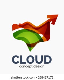 Diseño del logotipo de una empresa en la nube moderna, hecho de formas onduladas superpuestas