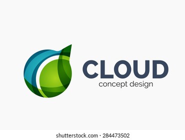 Diseño del logotipo de una empresa en la nube moderna, hecho de formas onduladas superpuestas