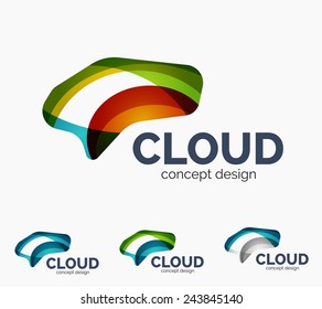 Moderno conjunto de logotipo da empresa nuvem, feito de sobreposição de formas onduladas