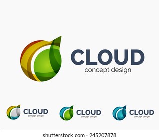 Modernes Logoset für Cloud-Unternehmen, bestehend aus überlappenden Formen
