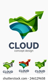 Modern cloud company logo set, made of overlapping wavy shapes