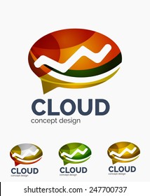 Conjunto de logotipos de empresas de nube modernas, hecho de formas onduladas superpuestas