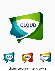 Conjunto de logotipos de empresas de nube modernas, hecho de formas onduladas superpuestas