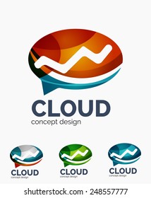 Modern cloud company logo set, made of overlapping wavy shapes