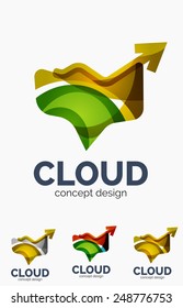 Modern cloud company logo set, made of overlapping wavy shapes