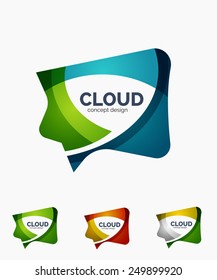 Modern cloud company logo set, made of overlapping wavy shapes Modern cloud company logo set, made of overlapping wavy shapes