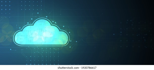 Modern Cloud Computer Technology. Integrated Digital Web Concept Background. Data Exchange