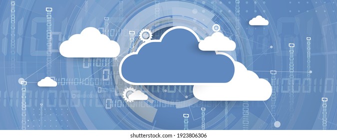 Modern Cloud Computer Technology. Integrated Digital Web Concept Background. Data Exchange