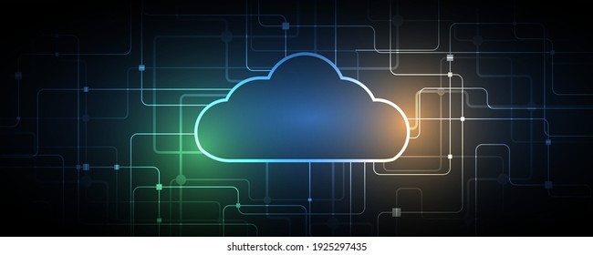 Modern Cloud Computer Technology. Integrated Digital Web Concept Background. Data Exchange