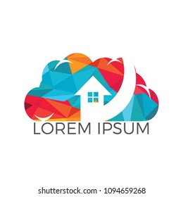 Modern cloud home vector design. Cloud storage home vector logo.