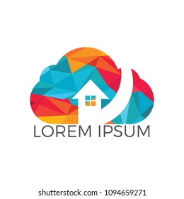 Modern cloud home vector design. Cloud storage home vector logo.