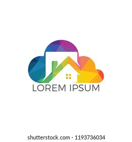 Modern cloud home vector design. Cloud storage home vector logo.