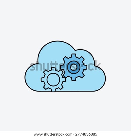 Modern cloud icon with three interconnected gears inside Vector