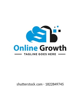 diseño moderno de logotipo de la escalera de nube
