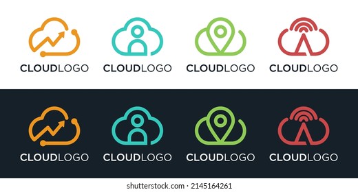 modern cloud line art logo design collection