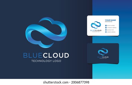 modernes Cloud-Logo mit Visitenkartendesign.