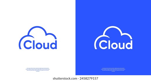 Modern cloud logo word mark symbol storage database server logo design.