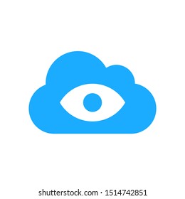 Modern cloud and negative space eye logo design vector template